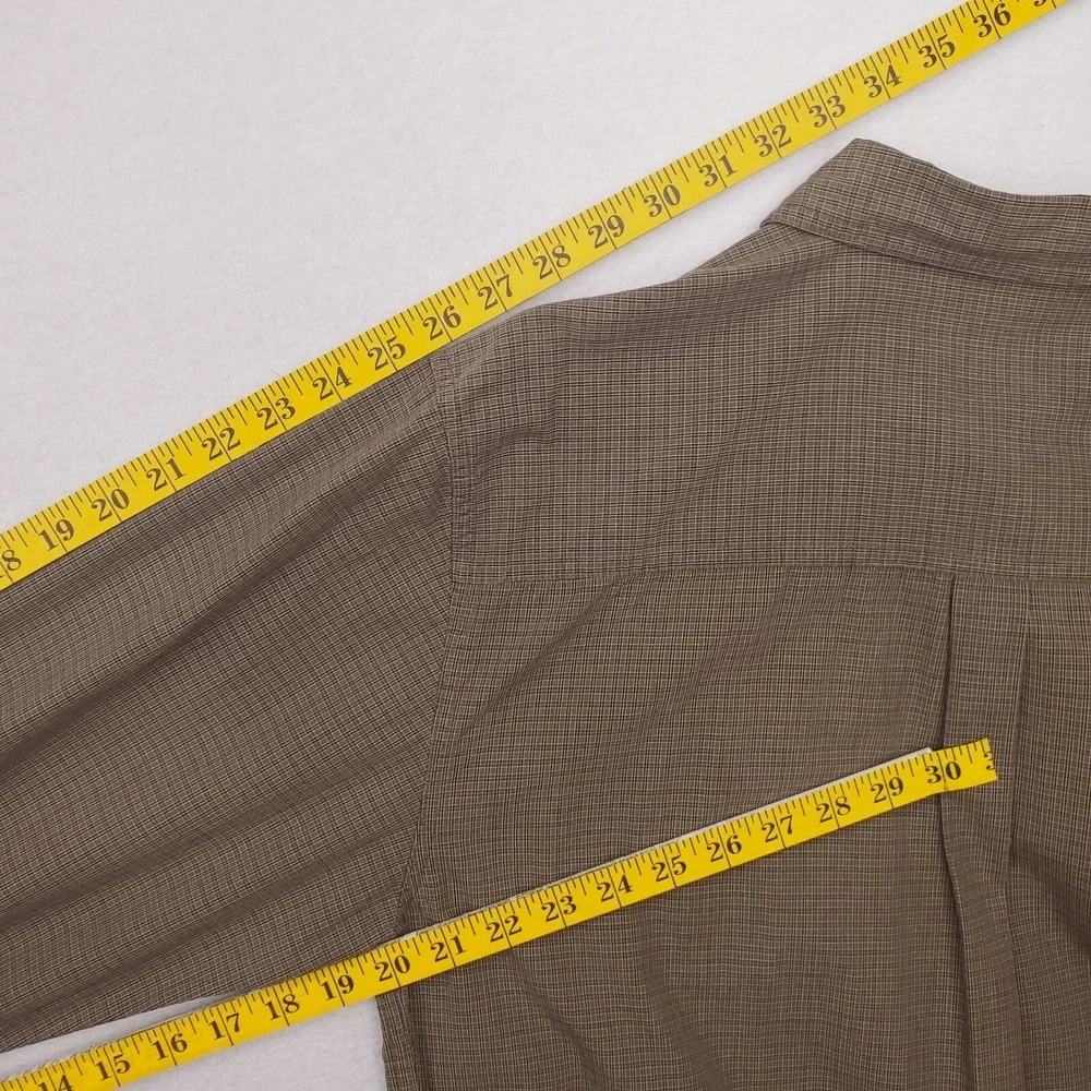 North Face Shirt Mens Large Green Check Plaid Button Up Outdoor Camp Cabin Hike